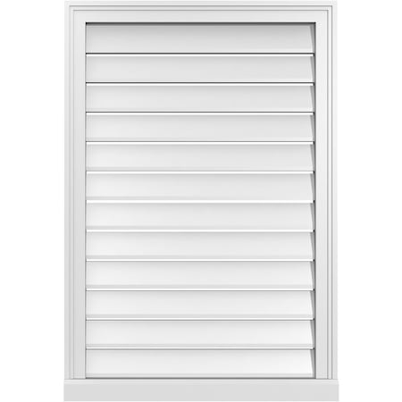 Ekena Millwork Vertical Surface Mount PVC Gable Vent: Functional, w/ 2"W x 2"P Brickmould Sill Frame, 26"W x 38"H GVPVE26X3803SF